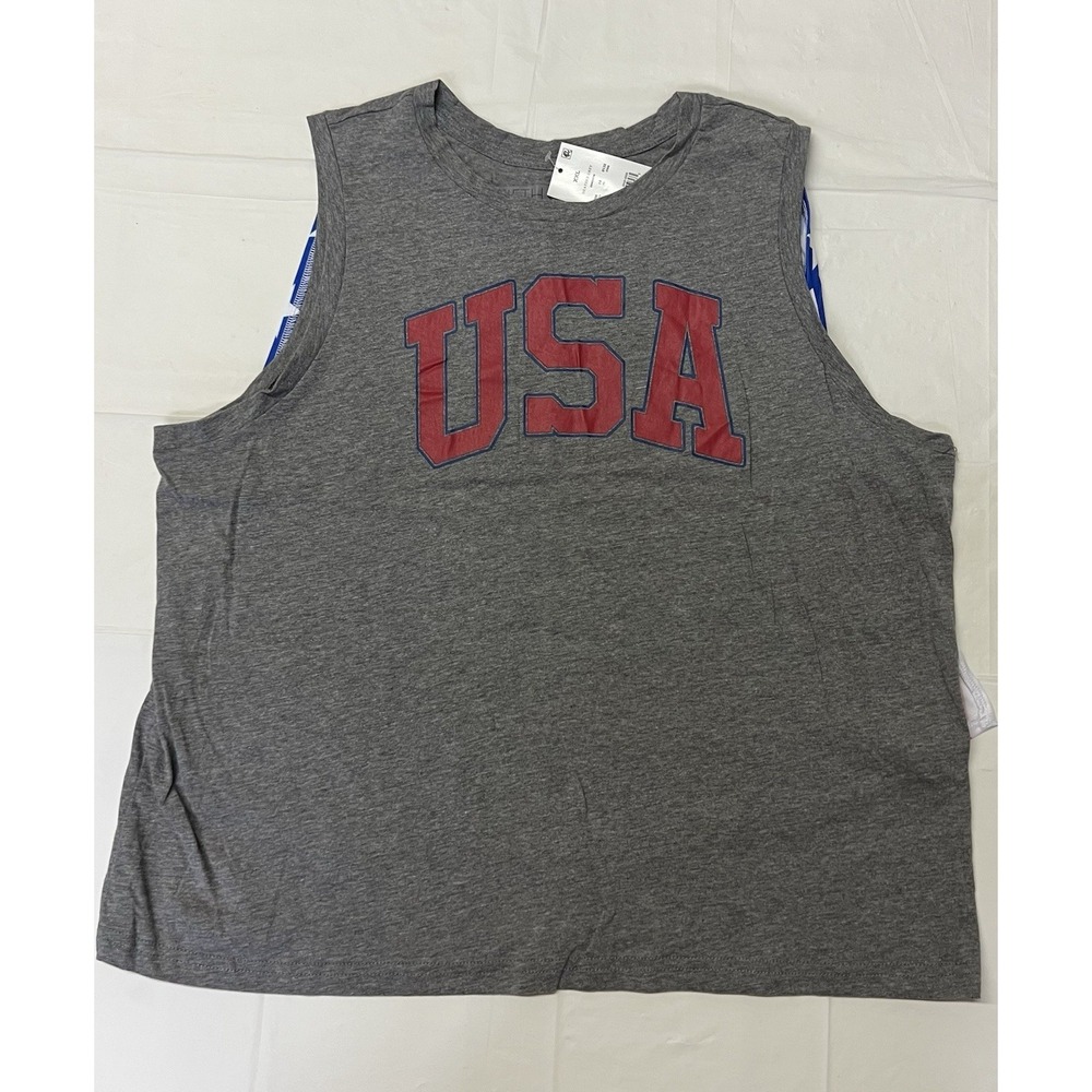 Fifth Sun Patriotic Sleeveless T-shirt Gray Detachable American Flag On The Back